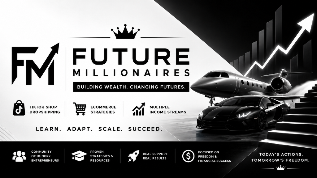 Future Millionaires Official Blueprint Banner - TikTok Shop, E-Commerce Strategies, Multiple Income Streams